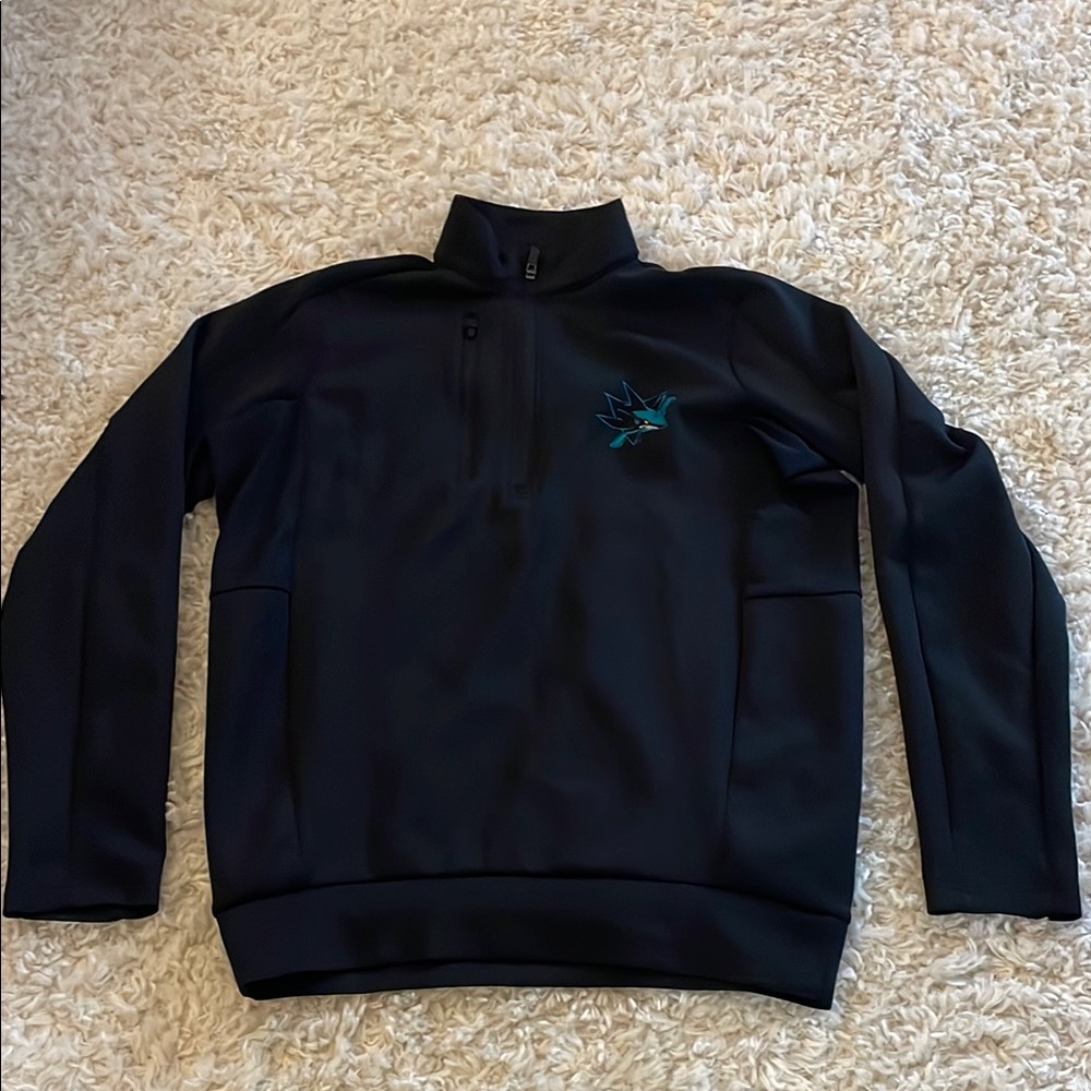 Black Quarter-Zip Pullover with Embroidered Logo San Jose sharks small